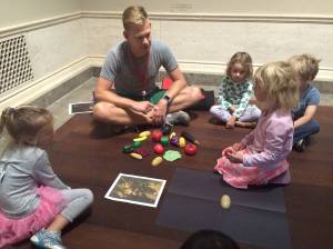 PreK class making their own Arcimboldo portraits.